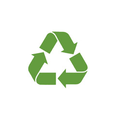 Fototapeta premium Sustainable Green Recycling Symbol Icon - Environmental Protection and Eco-Friendly Loop Graphic on White.