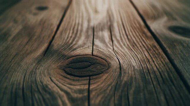 Rustic wood texture with knots, gentle floating camera, cinematic 4K
