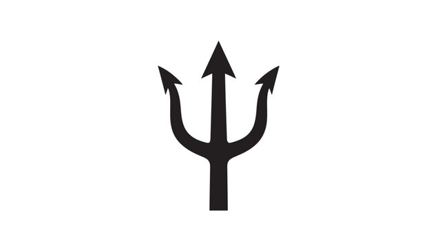 Trident black silhouette isolated on a clean white background for conceptual design elements. featuring mythology, greek mythology, roman mythology