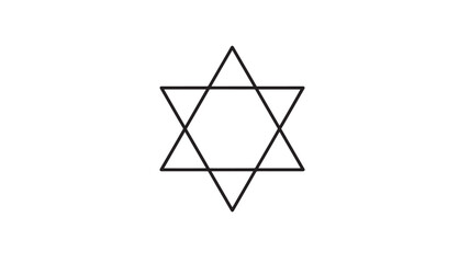 Star of David icon with six points, a fundamental symbol of Judaism and Jewish identity, presented in a minimalist outline.