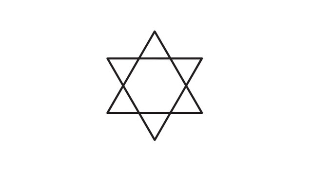 Star of David icon with six points, a fundamental symbol of Judaism and Jewish identity, presented in a minimalist outline.