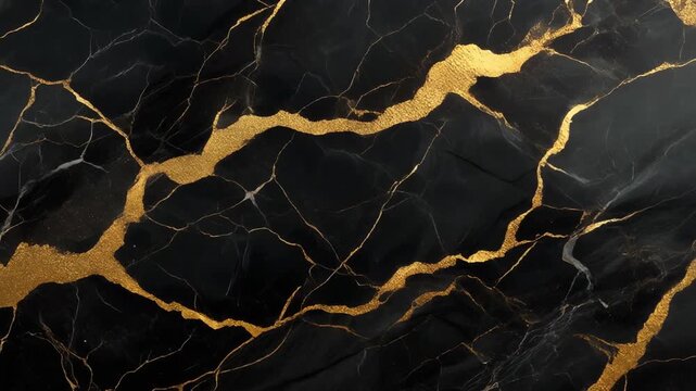 Black marble texture with golden veins, subtle pan motion, ultra realistic 4K