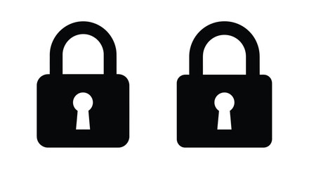 Two black padlocks depicted in a simple graphic silhouette