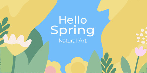A cheerful spring greeting with floral and abstract design elements © Pabitra