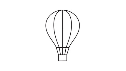 Hot air balloon outline icon with a simple basket design and black lines on a white background, symbolizing flight and adventure. © skakter24