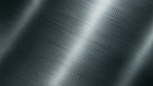 Brushed metal texture background, slow rotating camera, reflective surface highlights, cinematic lighting, 4K, commercial stock footage