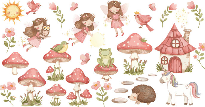 Seamless cartoon mushroom pattern with festive holiday elements and decorative design