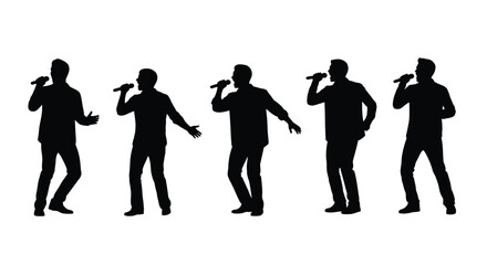 Five male singers performing with microphones a striking silhouette © MDHOJAIFA