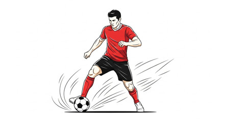Obraz premium Soccer Player Dribbling Ball Illustration.