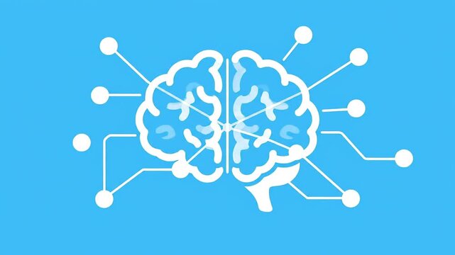 digital brain illustration representing ai neural networks and interconnected thought processes for technology concepts