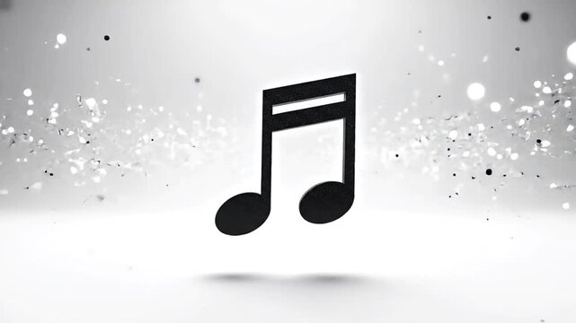 Musical note with particles around.