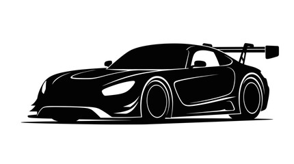 Fototapeta premium Sleek Black Sports Car Silhouette Vector Illustration.