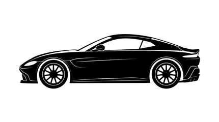 Fototapeta premium Sleek black sports car silhouette in side profile.