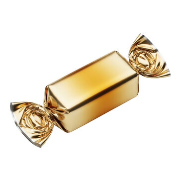 A gold wrapped chocolate bar on a white background, perfect for sweet treats.