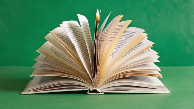 open book on green background