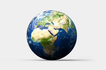 Obraz premium Realistic Planet Earth Globe Isolated on White Background - 3D rendering