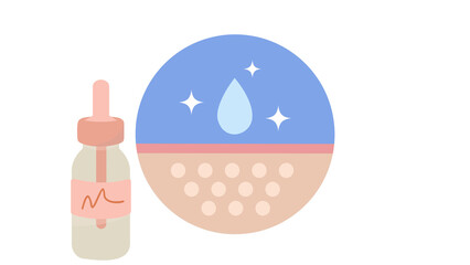 Fototapeta premium Skin Hydration and Repair Serum with Dropper Illustration, Moisturizing Skincare Concept