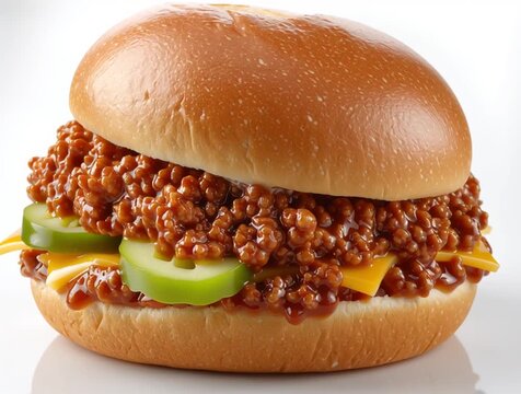 Sloppy joe sandwich with ground beef and cheese