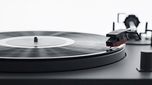 Vinyl record player close-up view.