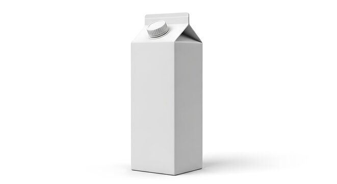 A blank white cardboard milk carton mockup with a screw cap isolated on a clean white background