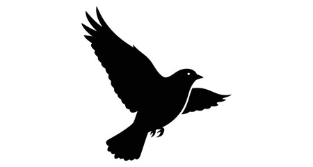 Obraz premium A striking black silhouette of a bird in mid flight wings fully extended