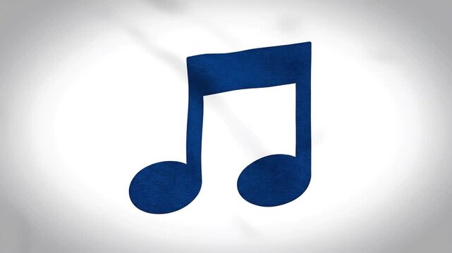 Blue musical note on white background.