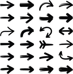 Fototapeta premium Collection of black arrows on white background