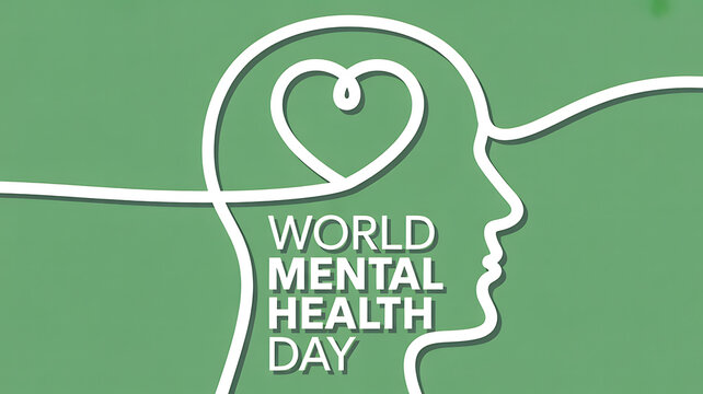 World Mental Health Day graphic with head and heart outline