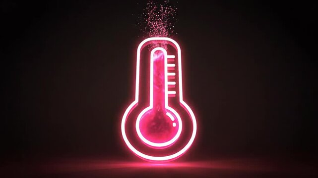 Neon Thermometer Icons in Different Colors.