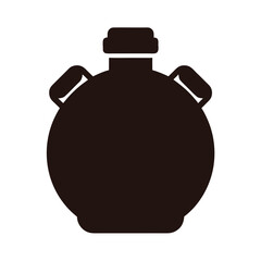 Obraz premium Black silhouette of a flask with two handles and a cap on container bottle