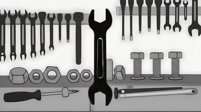 Tools on a workbench table.