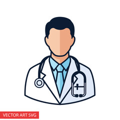 Fototapeta premium Doctor Icon Flat Design with Stethoscope and Lab Coat