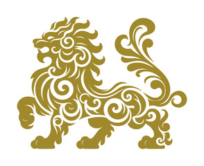 stylized silhouette of a chinese barongsai (gold) © Yanti83