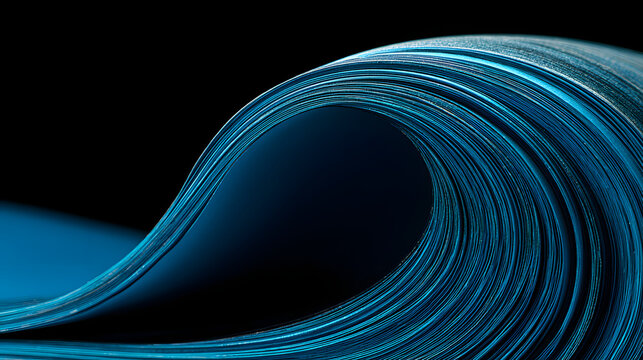 Blue pages of a book curled like a wave