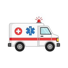 Ambulance vector illustration with medical cross and star of life symbol, emergency vehicle