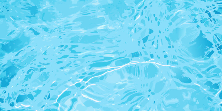Abstract view of rippling clear blue water with sunlight reflections