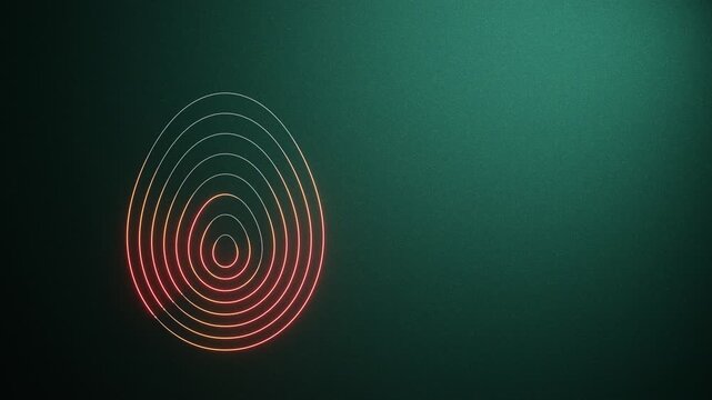Abstract looped animation of a colorful neon easter egg with glowing concentric lines on a dark background