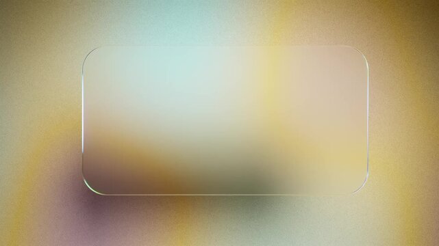 Frosted glass rectangle on a blurred, colorful, grainy, and looped gradient background