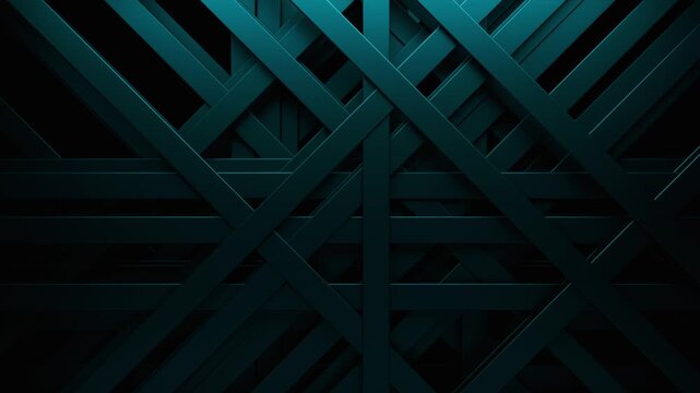 3D animation of intersecting floating stripes. Abstract geometric background.