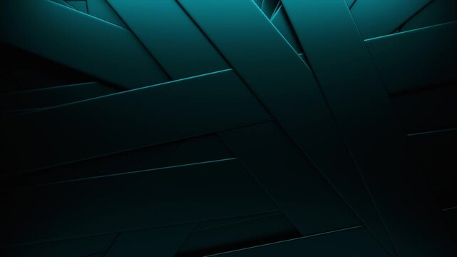 3D animation of intersecting floating stripes. Abstract geometric background.