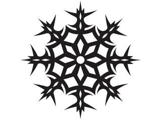 Obraz premium Abstract geometric leaf Black and white symmetrical geometric snowflake pattern with sharp angular lines