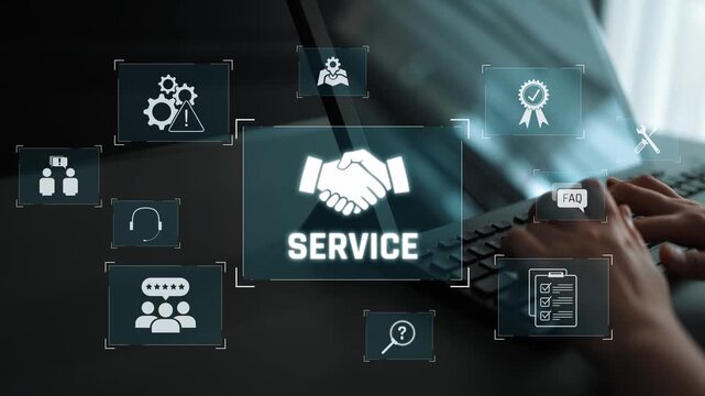 Customer service and support workflow with cooperation, communication, maintenance, and checklist icons for efficient service operation and user satisfaction Marrow