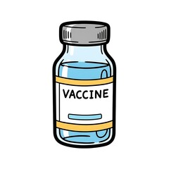 Fototapeta premium Hand-drawn vaccine bottle illustration for medical and health campaigns