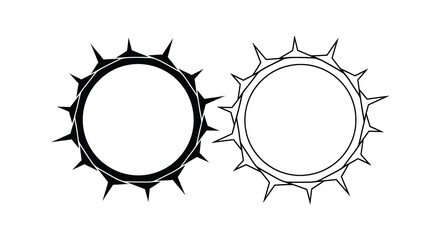 Two circular frames with spiked edges a striking black and white silhouette © MdShifulIslam