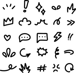 Doodle Symbols Icon Set Vector