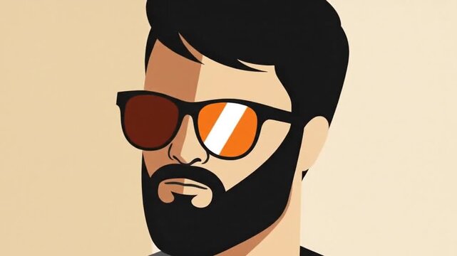 Stylish Man with Sunglasses and Beard in Artistic Illustration.