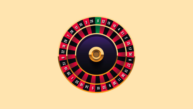 Casino roulette table top view gambling wheel betting board symbol gaming entertainment vector illustration design element