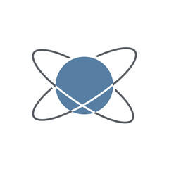 Blue circle with orbiting lines. © Fauzi