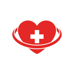 Obraz premium Red Heart with White Medical Cross.