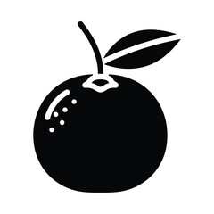 Obraz premium Black fruit icon with leaf and stem on white background